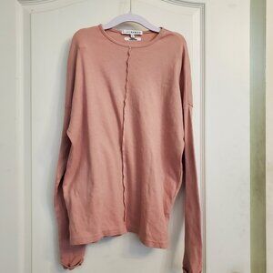 Jay Basics pink casual long sleeve ribbed henley sz L